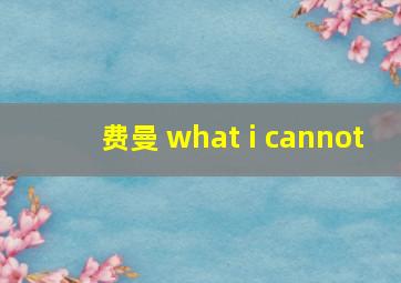 费曼 what i cannot